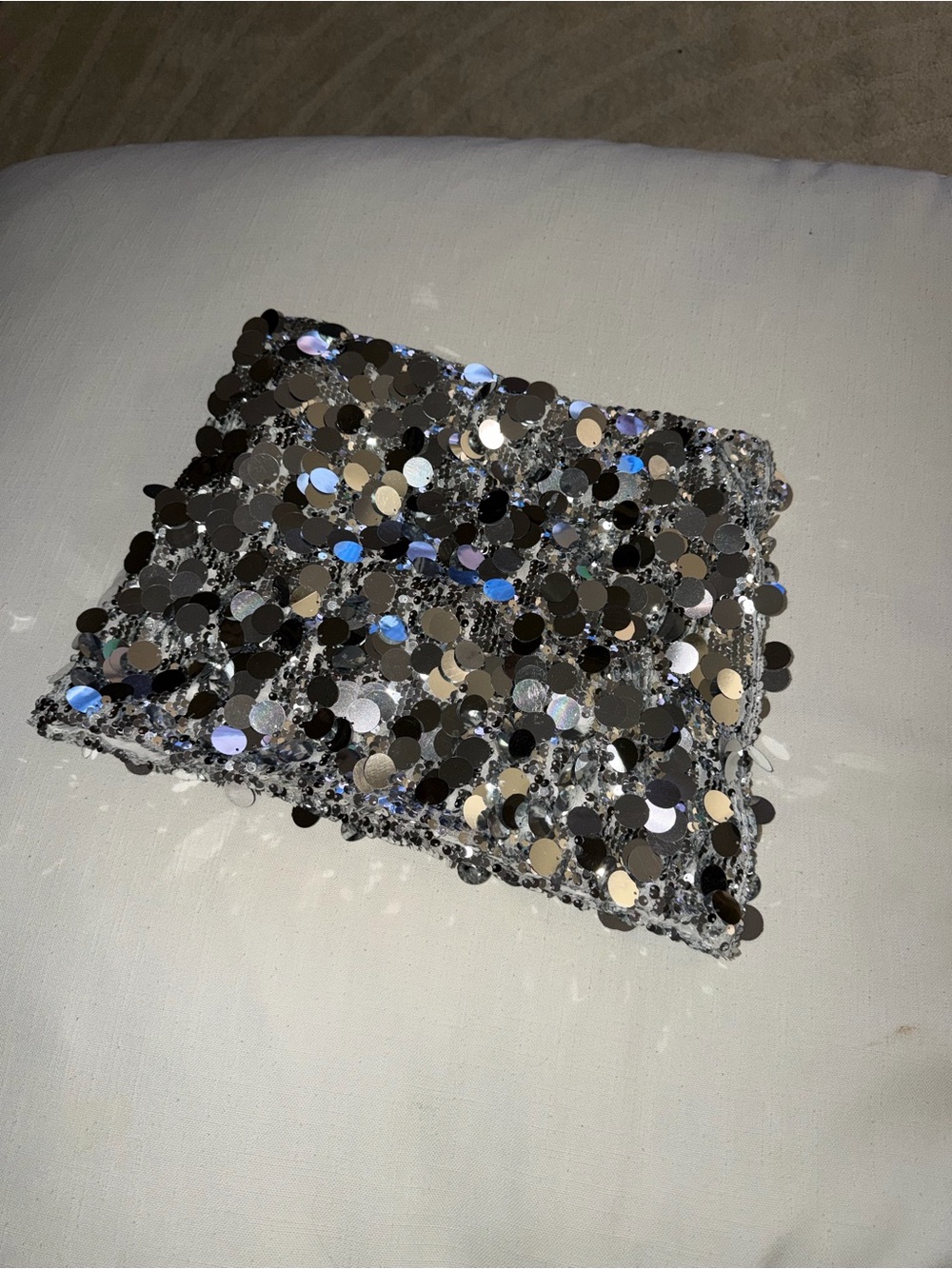 Edikted Silver Sequin Mini Skirt